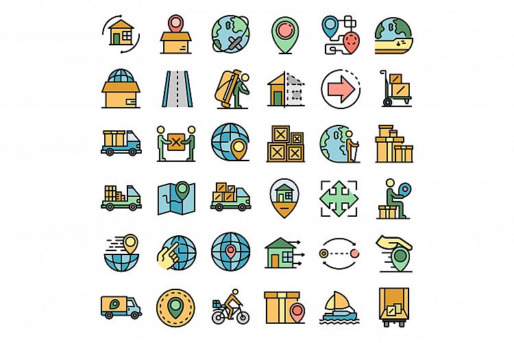 Relocation icons vector flat example image 1