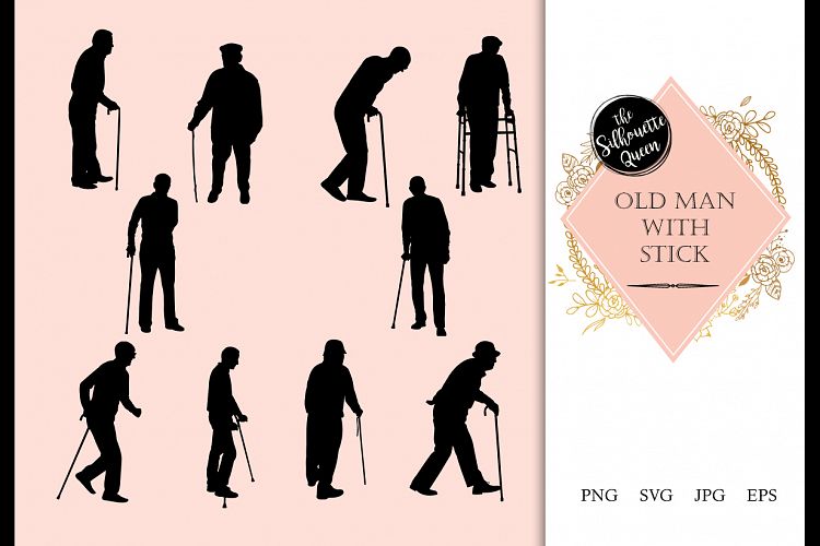 Old Man Silhouette, Old Man Clipart, SVG, cut file, cricut,