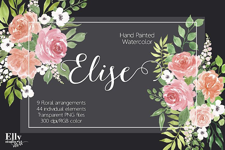 Watercolor Flower Clip Art - Elise