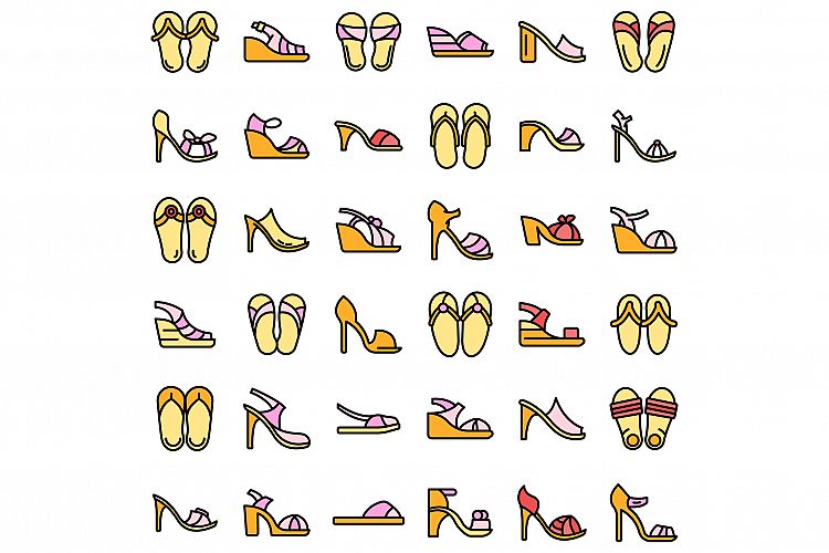 Sandals icons set vector flat example image 1