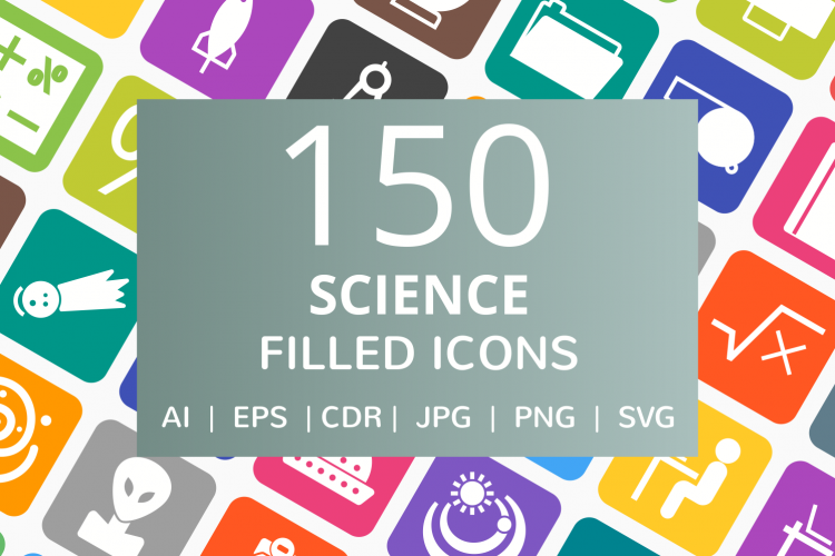 150 Science Filled Round Corner Icons