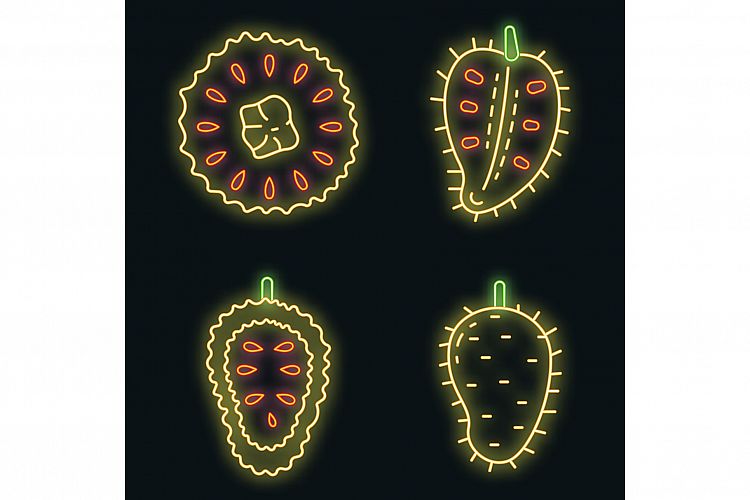 Soursop icons set vector neon example image 1