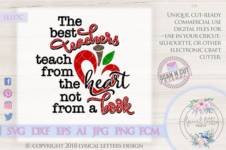 Teachers Teach from the Heart SVG Cut File LL117C example image 1