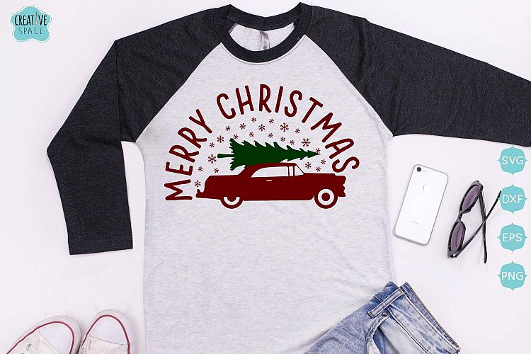 Christmas Car With Tree Svg, Dxf, Png, Eps