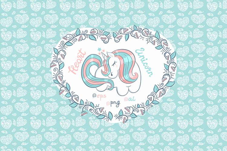 Cute Unicorn and heart.