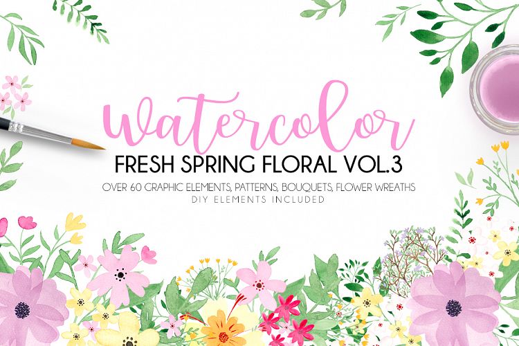Watercolor fresh spring floral vol.3