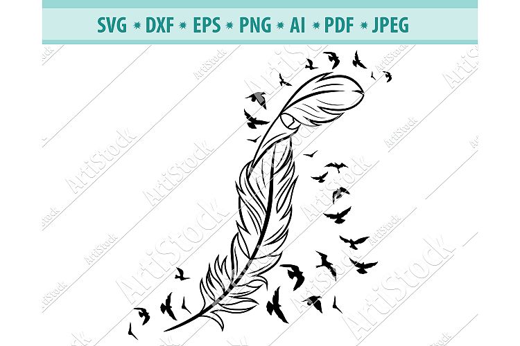Feather to Birds Svg, Doves feathers Svg, Gift Dxf, Png, Eps