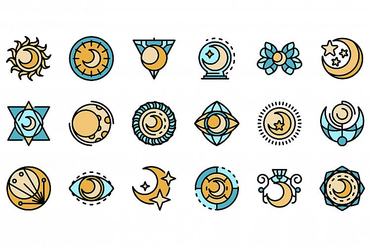 Moon icons set vector flat example image 1