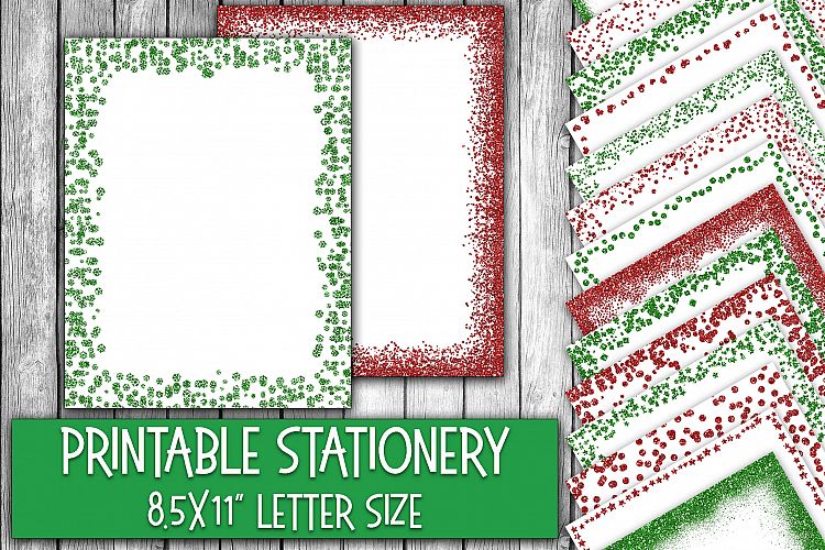 Christmas Stationery - Glitter Borders - Digital Paper