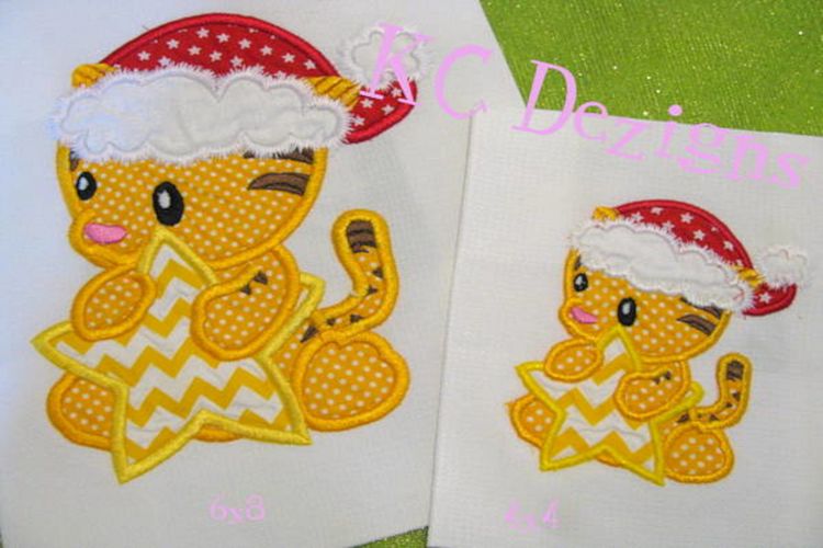 Christmas Baby Tiger Machine Applique Embroidery Design