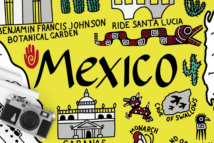 Map of Mexico - cartoon illustration