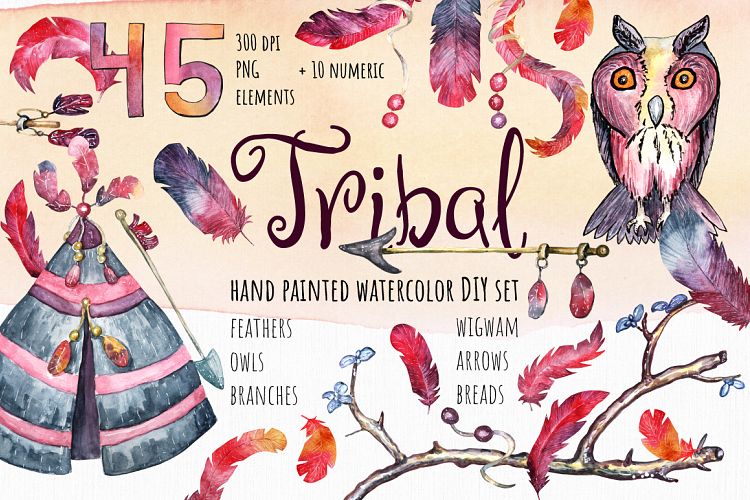 Watercolor Tribal set