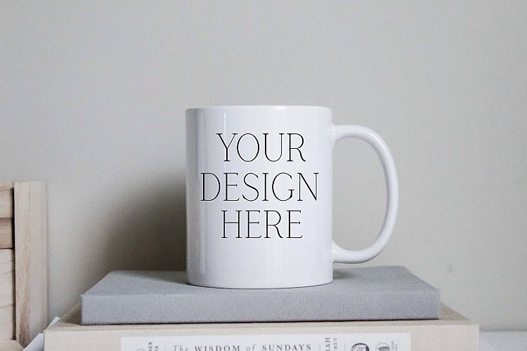 Stacked Books 11 Ounce Mug Mockup