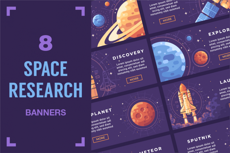 Space research banner set