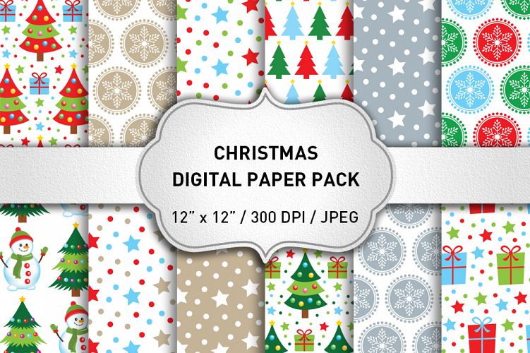 Christmas Digital Paper Pack / Christmas Background / Scrapbooking / Card Making / Patterns / Printables