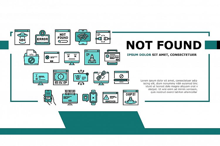 Not Found Web Page Landing Header Vector example image 1