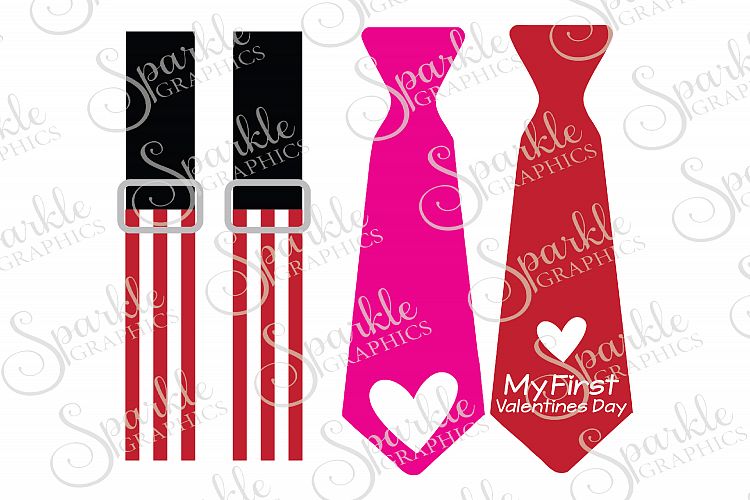 Valentine Suspender & Tie Cut File Set | SVG, EPS, DXF, PNG