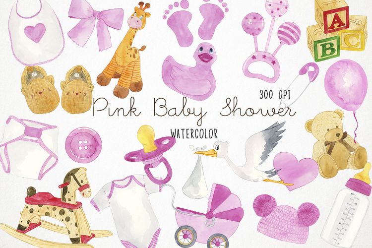 Watercolor Baby Shower Clipart, Baby Shower Clip Art