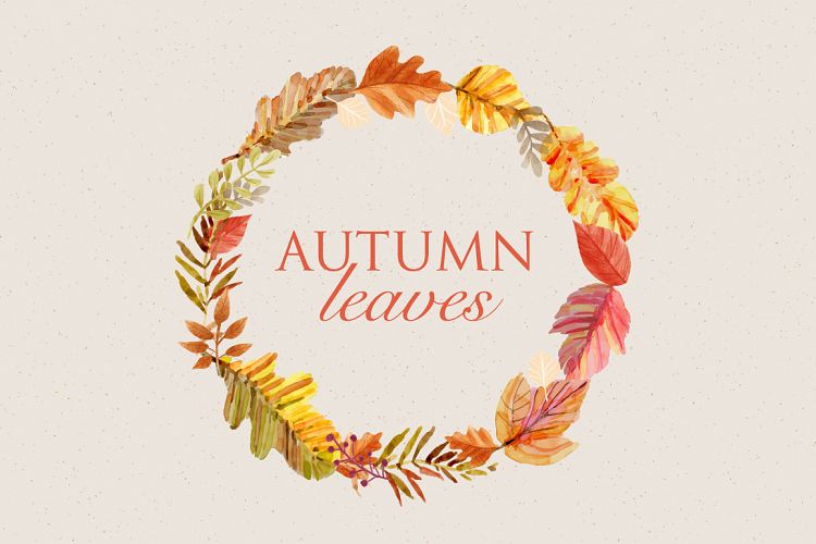 autumn watercolor leaves wreath