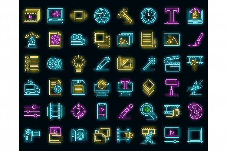 Editor icons set vector neon example image 1