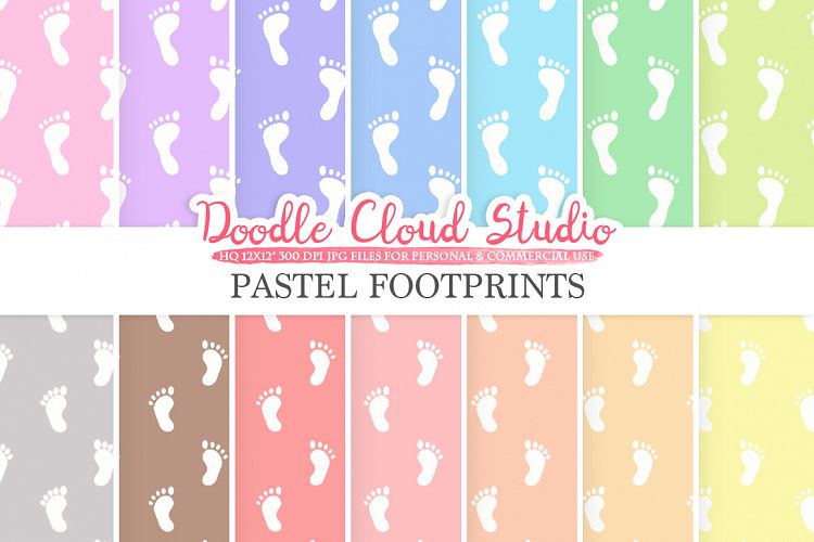 Download 2 Sets of Pastel Footprints digital paper, Baby Footprints ...