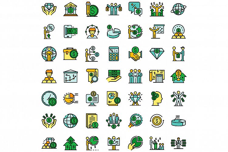 Broker icons set vector flat example image 1