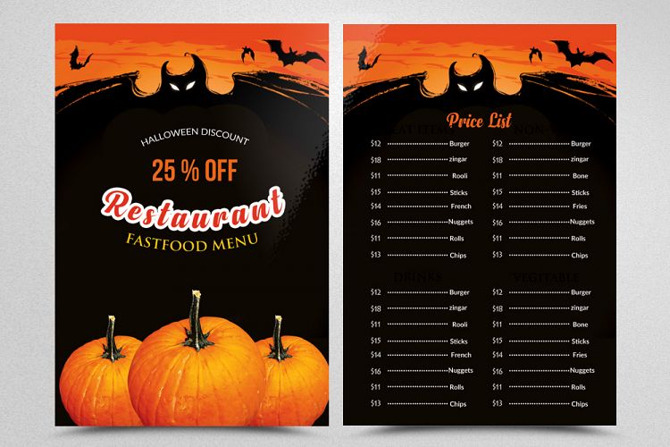 Halloween Party Menu Template