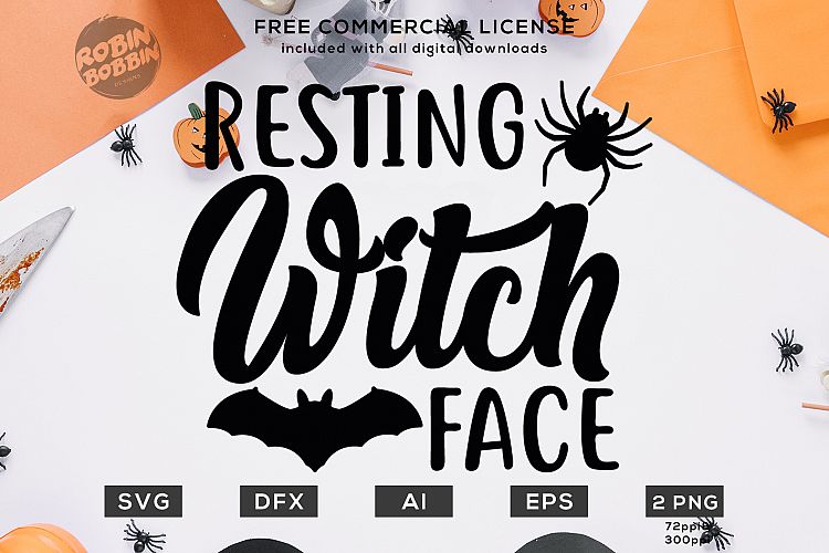 Resting Witch Face Halloween Design SVG DXF EPS AI PNG