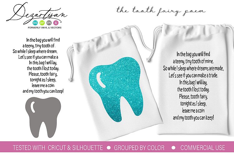 The tooth fairy poem SVG DXF PNG Cut File