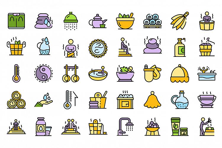 Sauna icons set vector flat example image 1