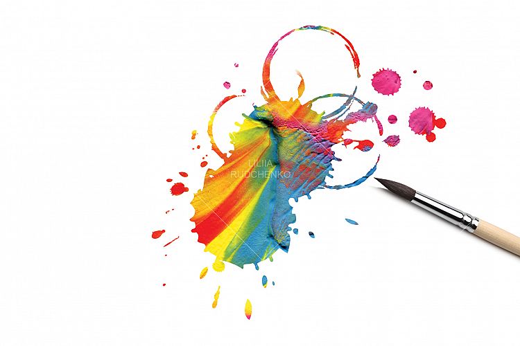 brush and color paint blots