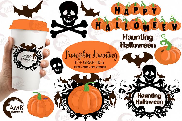 Halloween Haunting  pumpkins clipart, graphics, illustrations AMB-996