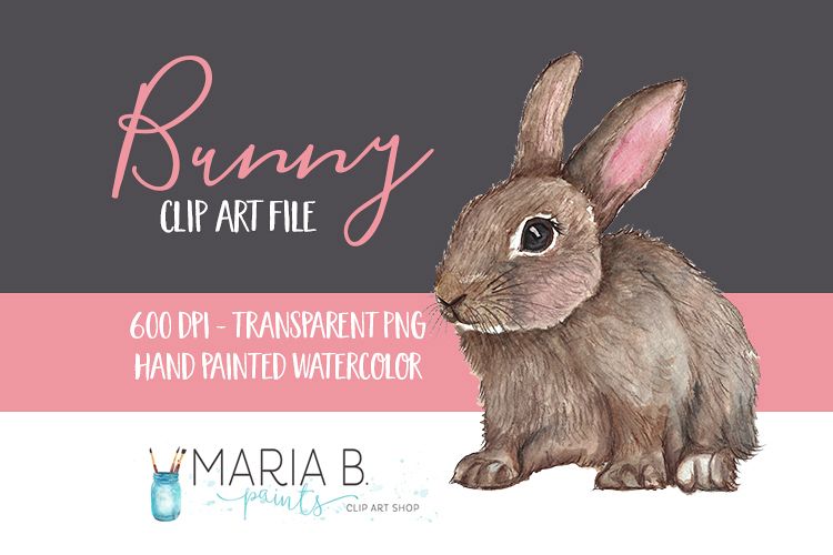 Bunny Rabbit Watercolor Clip Art PNG