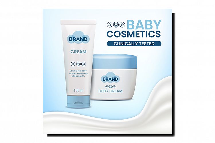 Baby Cosmetics Creative Promotional Banner Vector example image 1