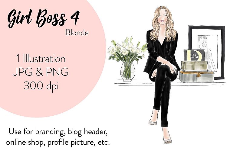 Fashion illustration clipart - Girl Boss 4 - Blonde