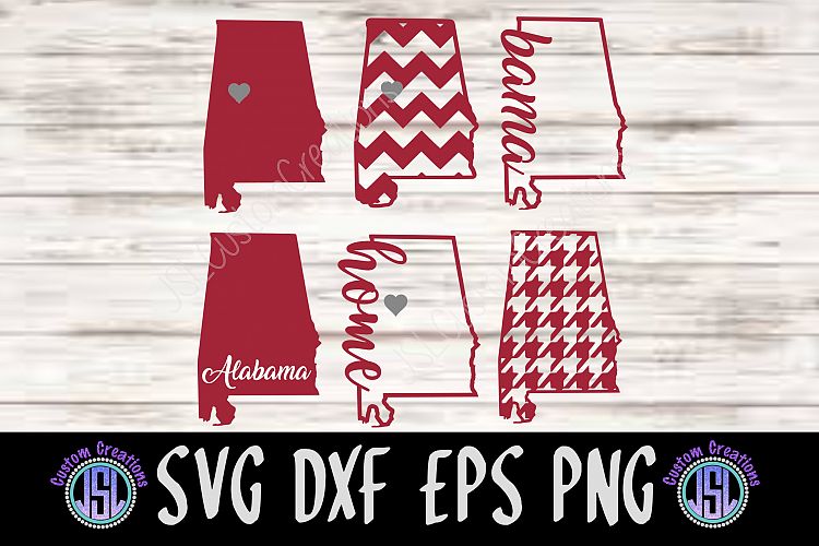 Alabama State Shapes Set of 6 Bundle | SVG DXF EPS PNG Files