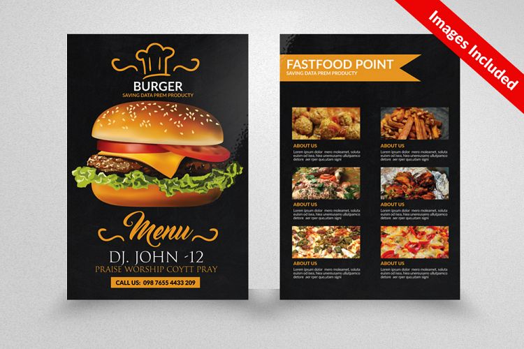 Double Sided Food Menu Flyer