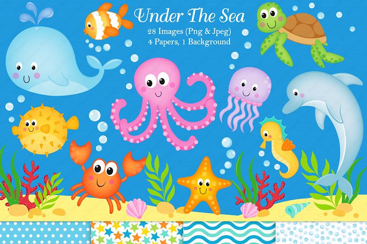 Under the sea clipart, Under the sea graphics & illustration