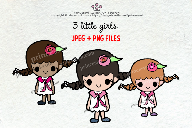 little girl clipart set