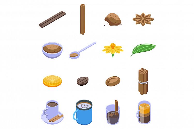 Cinnamon icons set, isometric style example image 1