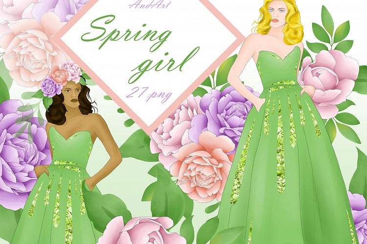 Spring girl clipart