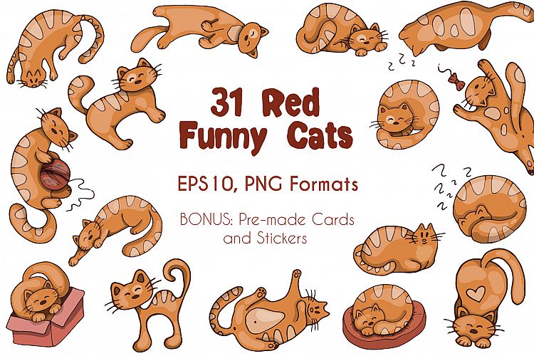 Download Free Illustrations Download Funny Red Cats Vector Set Free Design Resources