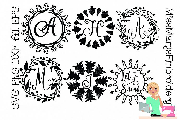 Christmas Monogram Set SVG Cutting File