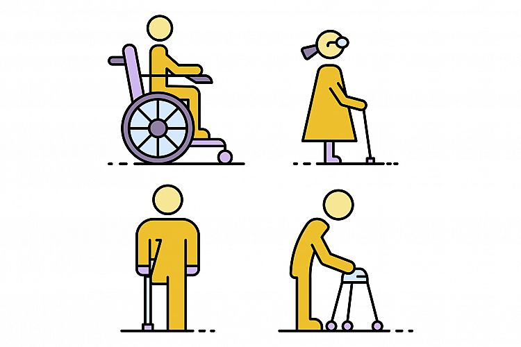 Invalid people icon set line color vector example image 1