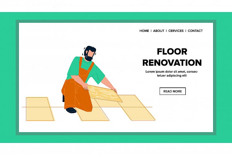 Floor Renovation Make Young Man Builder Vector example image 1
