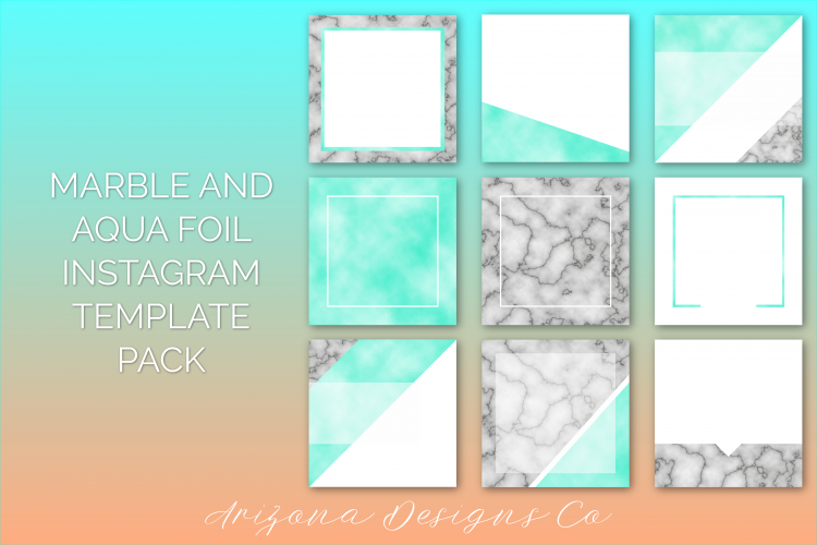 Marble and Aqua Foil Instagram Template Pack