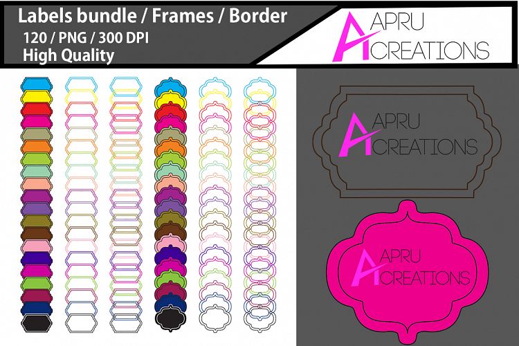 Label frames clipart / label high quality 120 / frames / borders / printable high quality designs / hand drawn frames / commercial use
