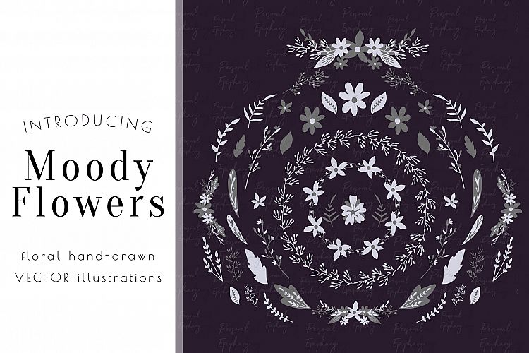 vector floral clipart, flower hand drawn illustrations, eps