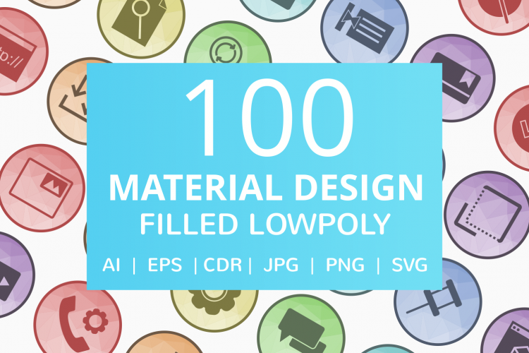 100 Material Design Filled Low Poly Icons