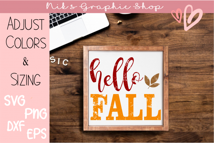Hello Fall Svg, Fall Svg, Fall Sign Svg, Autumn Svg